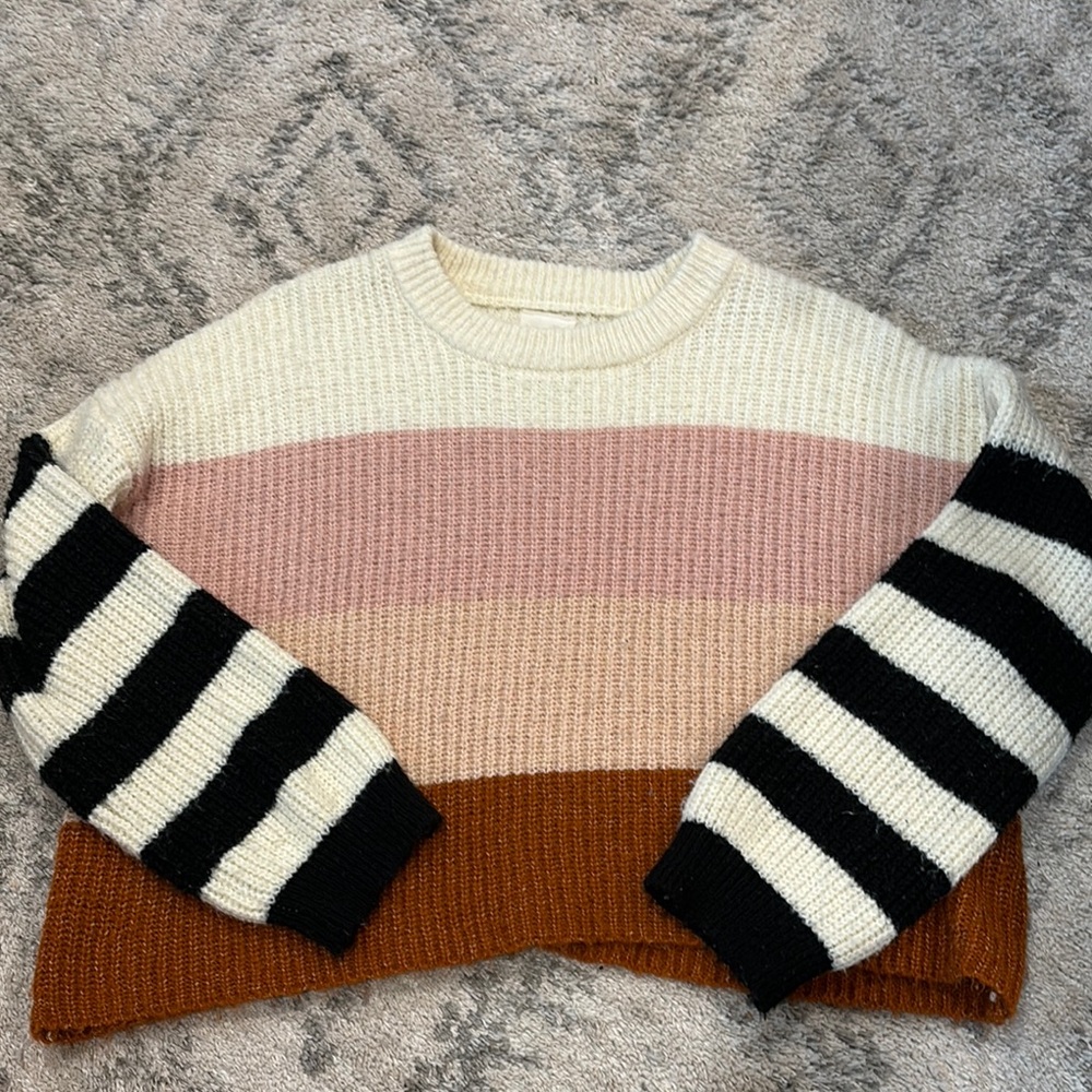 Striped Colorblock Sweater - Cropped